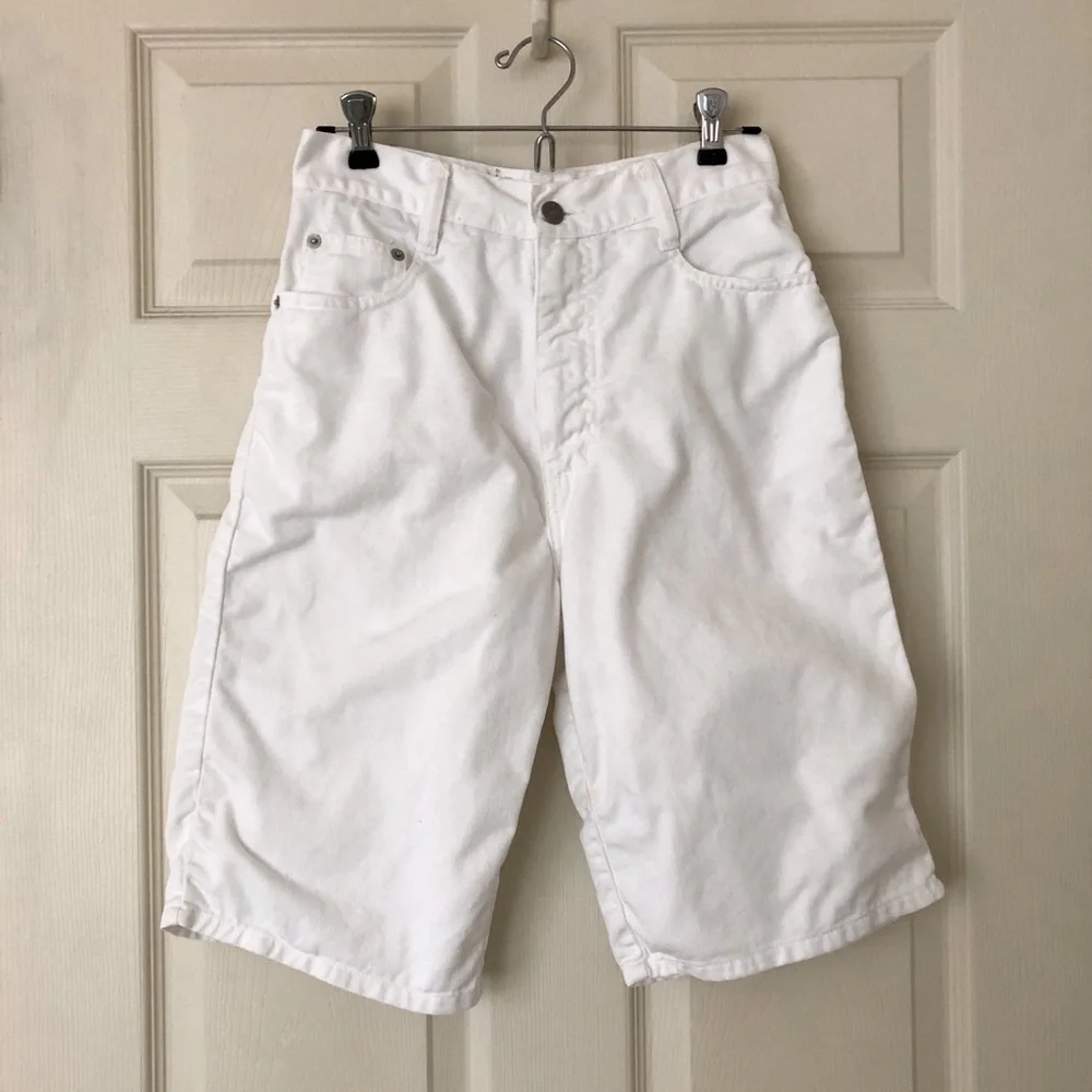 Vintage Steel Jeans White Denim Long Shorts Waist 26 (See Description re Size)